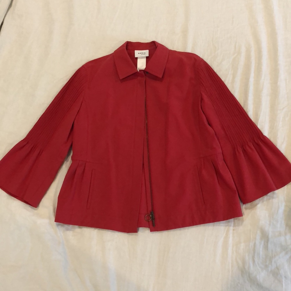 Akris Punto Women’s Pintuck Bell-sleeved Cropped Jacket | Luminous Red